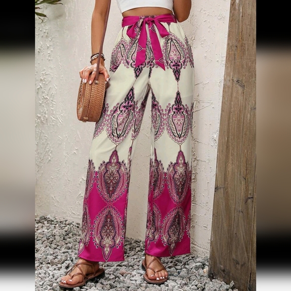 GRAPHIC PRINT PALAZZO PANTS - Picture 4 of 9